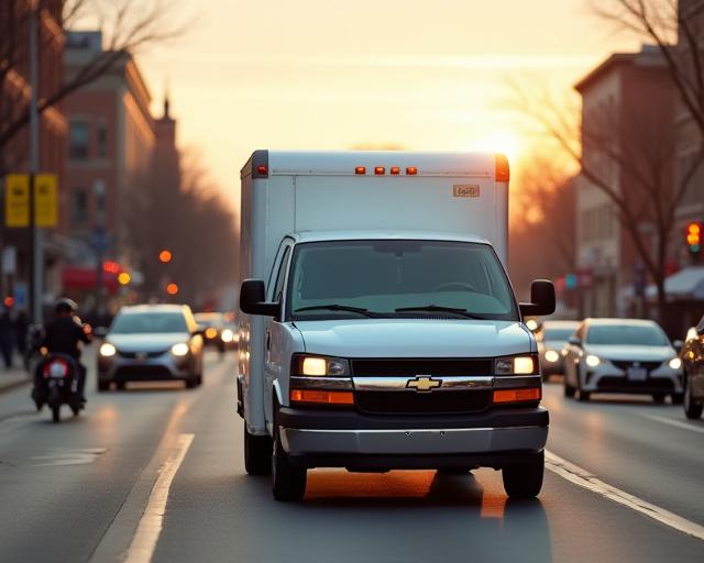 Express delivery van on New York street